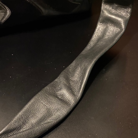 Black leather black suede and black patent Patchwork Shoulder Bag - Picture 5 of 14